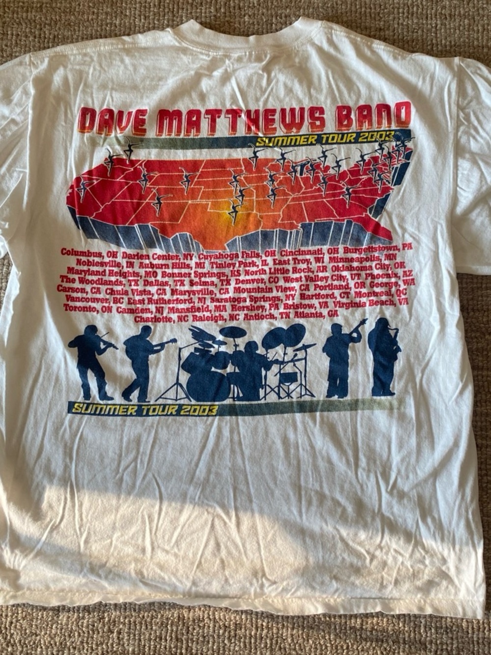 Dave Matthews Band White Graphic Tour T-Shirt - Summer Tour 2003